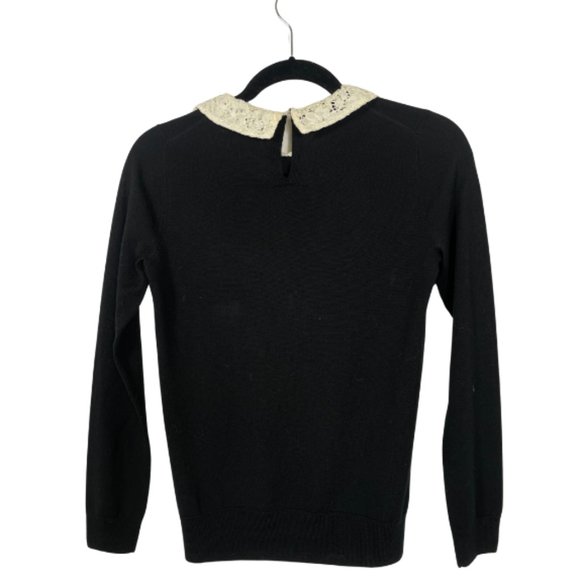 J. Crew Sweater with Lace Collar • Black • Size XS - Picture 4 of 8